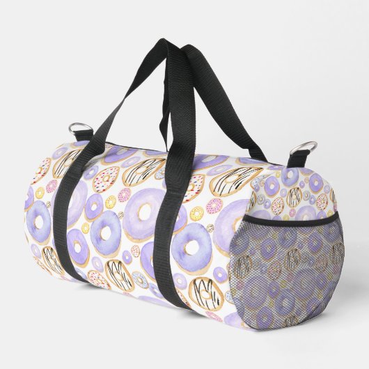 Donuts Lila und Schokolade Duffle Bag (Rechte Ecke)