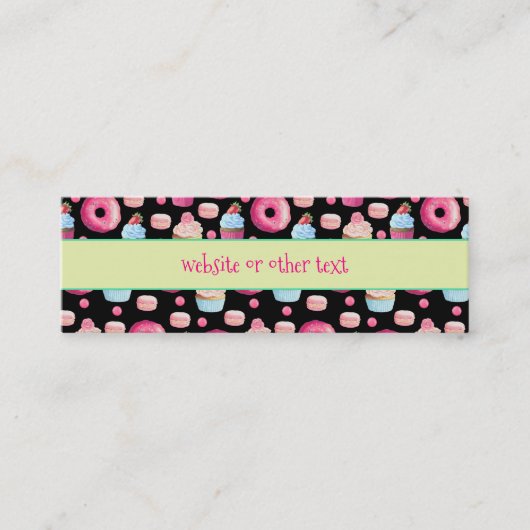 Donuts Macarons and Cupcake Pattern Website Mini Visitenkarte (Vorderseite)