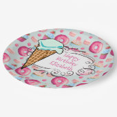 Donuts Macarons Cupcake Ice Creme Custom Geburtsta Pappteller (Schrägansicht)