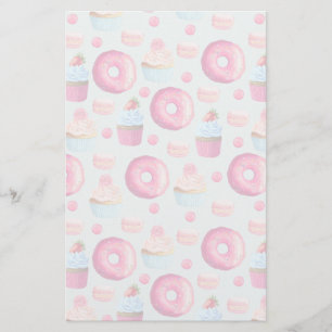 Donuts Macarons und Cupcake Muster Briefpapier