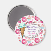 Donuts Macarons und Cupcake Party Vielen Dank für Magnet (Vorderseite/Rückseite)