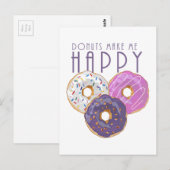 Donuts machen mich glücklich postkarte (Vorne/Hinten)