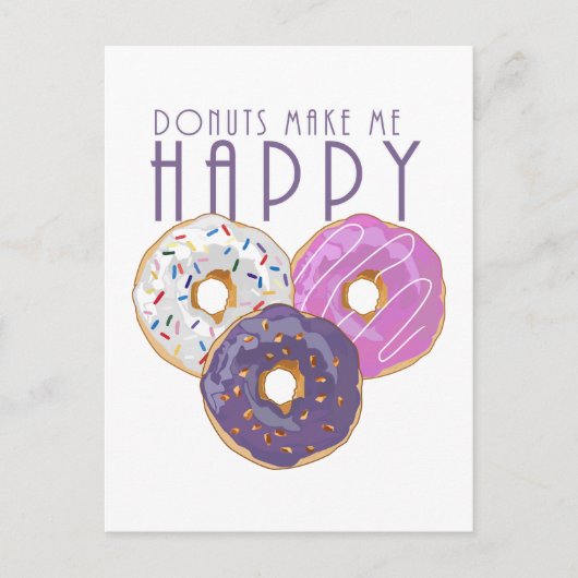 Donuts machen mich glücklich postkarte (Vorderseite)