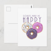 Donuts machen mich glücklich postkarte (Vorne/Hinten)