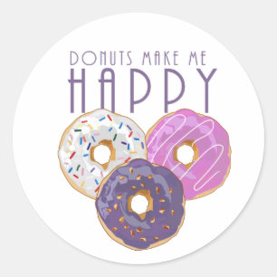 Donuts machen mich glücklich runder aufkleber