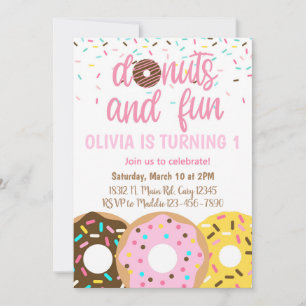 Donuts Mädchen Geburtstagseinladung, Donut & Sprin Einladung