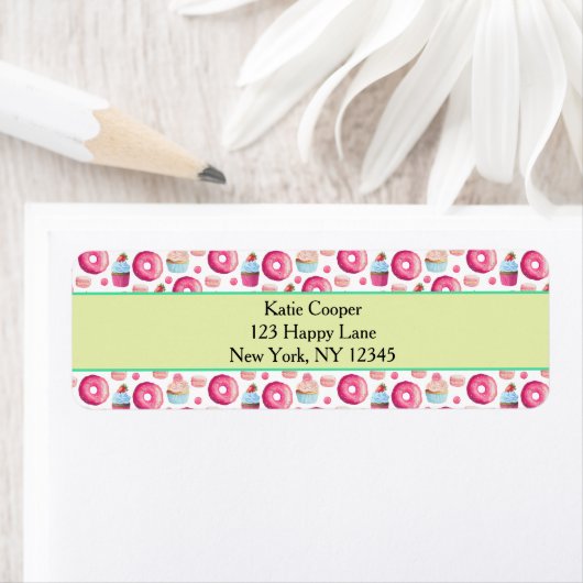 Donuts Makaronen und Cupcake Muster in Aquarellfar (Insitu)