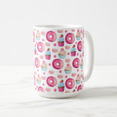 Donuts Makaronen und Cupcake Muster in Aquarellfar Kaffeetasse (VorderseiteRechts)