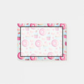 Donuts Makaronen und Cupcake Muster in Aquarellfar Post-it Klebezettel (Vorderseite)