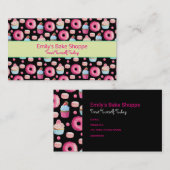 Donuts Makaronen und Cupcake Muster in Aquarellfar Visitenkarte (Vorne/Hinten)