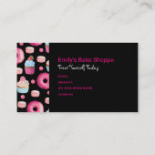 Donuts Makaronen und Cupcake Muster in Aquarellfar Visitenkarte (Rückseite)