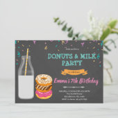 Donuts Milch Party Thema Einladung (Stehend Vorderseite)