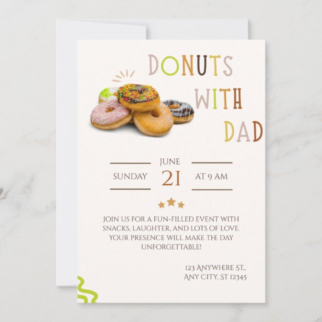 Donuts mit Papa Einladung Süßer Vatertag (Vorderseite)