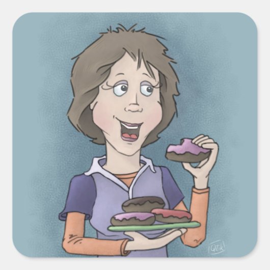 Donuts mit quadratischem Sprinklenaufkleber Quadratischer Aufkleber (Vorderseite)