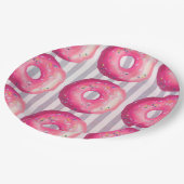 Donuts mit rosa Zuckerguss und Sprinklen Pappteller (Schrägansicht)