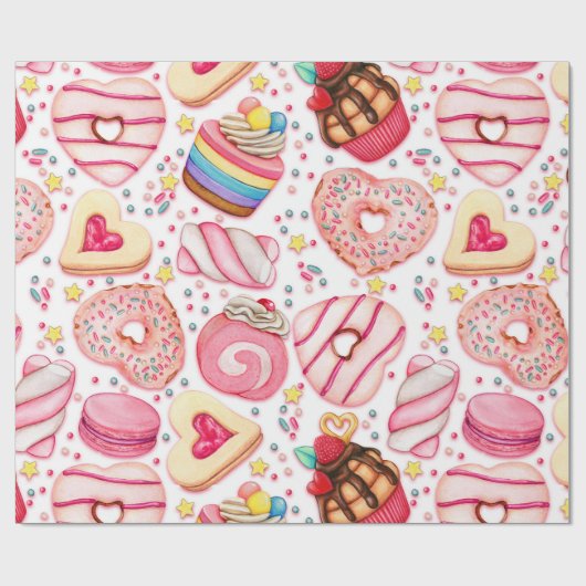 Donuts mit Sprinklmuster Geschenkpapier (Flach)