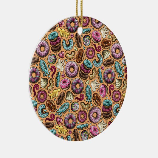 Donuts mit Sprinklmuster Keramik Ornament (Rechts)