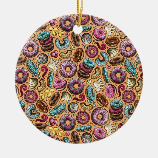 Donuts mit Sprinklmuster Keramik Ornament (Vorne)