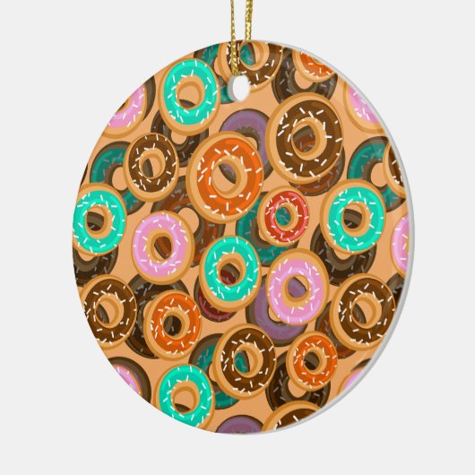 Donuts mit Sprinklmuster Keramik Ornament (Links)
