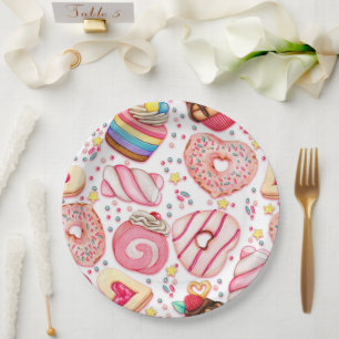 Donuts mit Sprinklmuster Pappteller