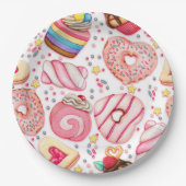 Donuts mit Sprinklmuster Pappteller (Vorderseite)