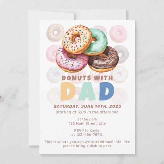 Donuts mit Vater Vatertag Feier Einladung (Vorderseite)