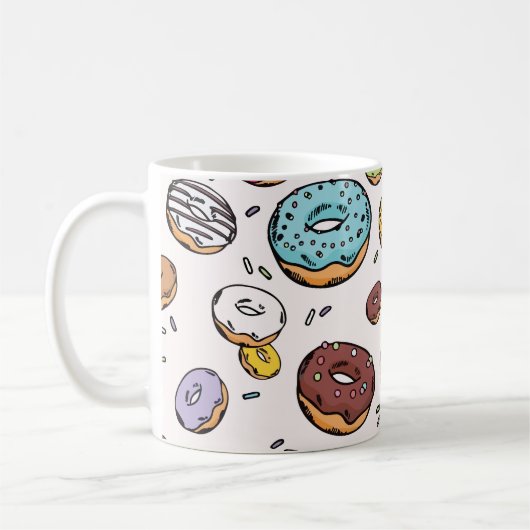 Donuts nahtloses Muster Kaffeetasse (Links)