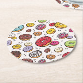 Donuts nahtloses Muster Runder Pappuntersetzer (Angewinkelt)