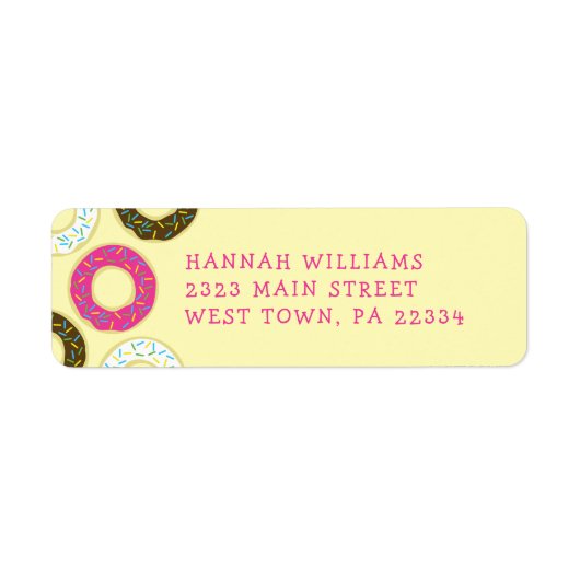 Donuts Niedlich Kid's Return Address Label (Vorne)