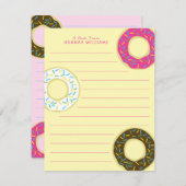 Donuts Niedliche Kid's Flat Stationary Cards Dough Dankeskarte (Vorne/Hinten)