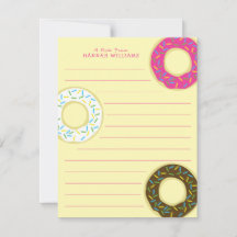 Donuts Niedliche Kid's Flat Stationary Cards Dough