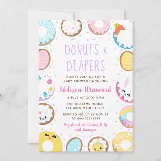 Donuts Oaster Baby Dusche Einladung (Vorderseite)
