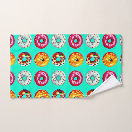 Donuts on turquoise badhandtuch set (Handtuch)