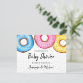 Donuts Paare Kinderdusche Einladung Postkarte (Stehend Vorderseite)