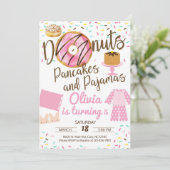 Donuts, Pancake und Pyjamas, lepover Einladung. Einladung (Stehend Vorderseite)