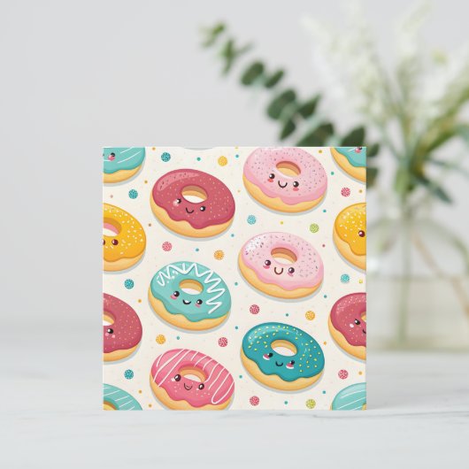 Donuts Pattern Einladung (Stehend Vorderseite)
