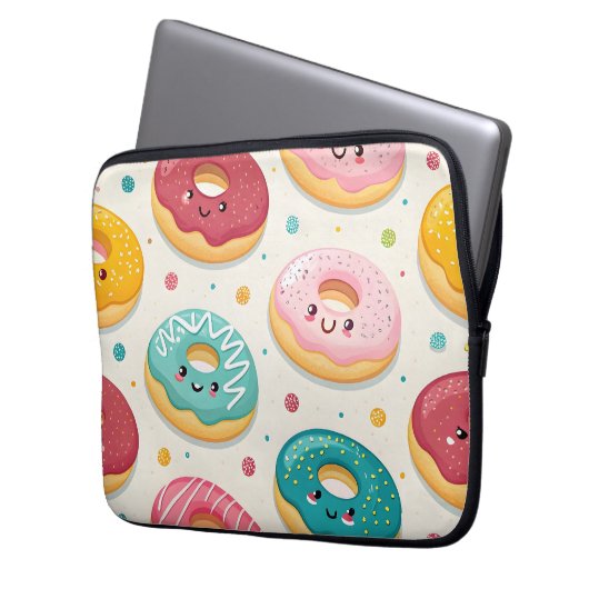 Donuts Pattern Laptopschutzhülle (Vorderseite Links)