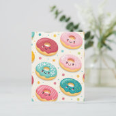 Donuts Pattern Postkarte (Stehend Vorderseite)