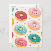Donuts Pattern Postkarte (Vorne/Hinten)
