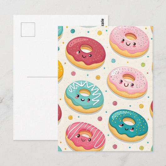 Donuts Pattern Postkarte (Vorne/Hinten)