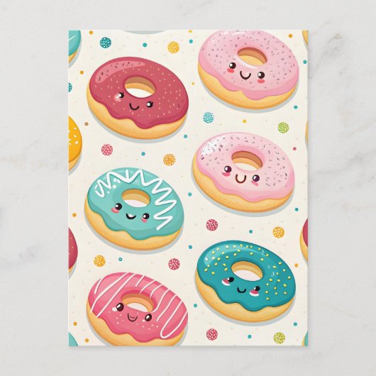 Donuts Pattern Postkarte (Vorderseite)