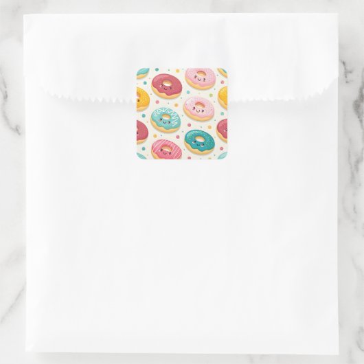 Donuts Pattern Quadratischer Aufkleber (Tasche)