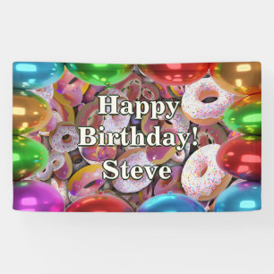Donuts Personalisierter Charakter Geburtstagsbanne Banner