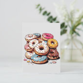 Donuts Pile Clip Art Postkarte (Stehend Vorderseite)