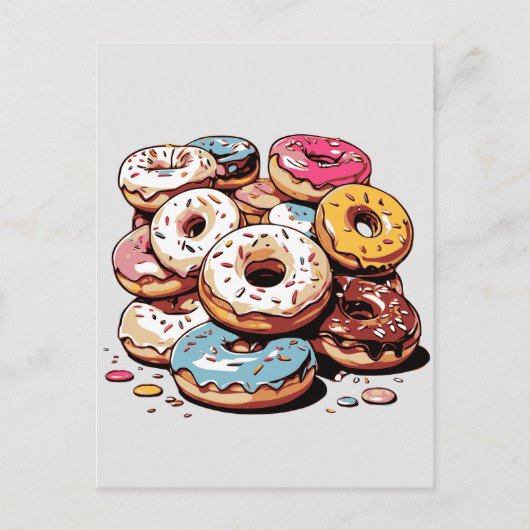 Donuts Pile Clip Art Postkarte (Vorderseite)