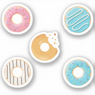 Donuts pink blau und Bissen Schokolade 5er Set Aufkleber