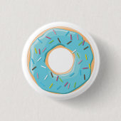 Donuts pink blau und Bissen Schokoladenmuster Button (Vorderseite)