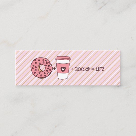 Donuts plus Kaffee plus Bücher gleich Lebensdauer  Mini Visitenkarte (Rückseite)