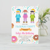 Donuts Pyjamas Geburtstagsfeier Einladung (Stehend Vorderseite)