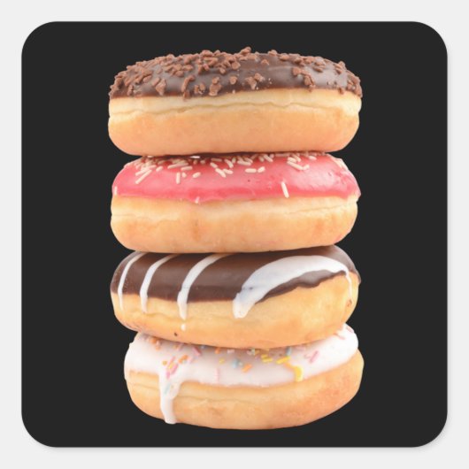 Donuts Quadratischer Aufkleber (Vorderseite)